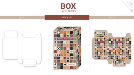 Box packaging and mockup die cut templateのイラスト素材