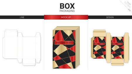 Box packaging and mockup die cut templateのイラスト素材
