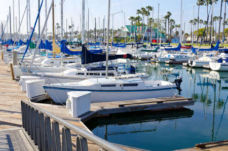 Boats in the Long Beach, CA marinaの写真素材
