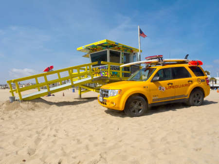 Hermosa Beach, California, USA - June 1, 2010: The Portraits of Hope project transformed lifeguard...