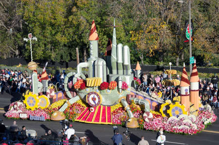 Pasadena, California, USA - January 2, 2012: US Bank's float called, Idea Factory participated in the 123rd Tournament of Roses Parade.のeditorial素材