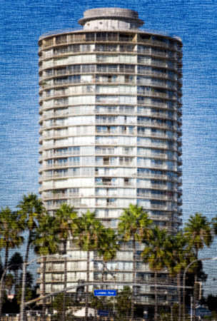 Artistic rendering of a downtown office building in Long Beach, California.のeditorial素材