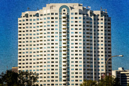 Artistic rendering of downtown office buildings in Long Beach, California.のeditorial素材