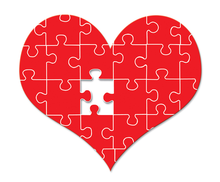 Puzzle Heart isolated on white backgroundのイラスト素材