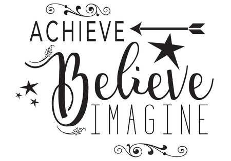 Achieve, Believe, Imagine isolated on white backgroundのイラスト素材