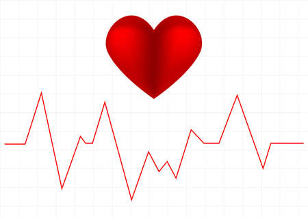 Heart beat graph and a heart symbol.の写真素材