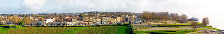 superb panoramic view of the town and port of Blaye, famous for its vineyards and excellent wines, on the Gironde estuary, north of Bordeaux, in south-west Franceの写真素材
