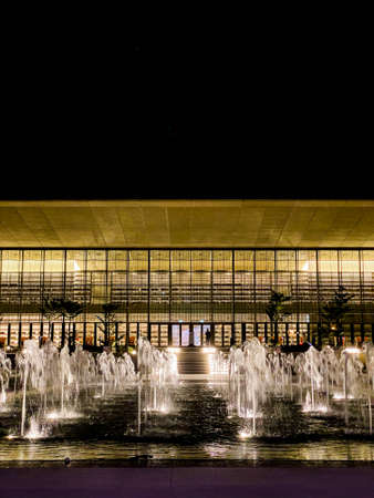 Exterior and interior of the new House of Wisdom library in Sharjah, United Arab Emiratesのeditorial素材
