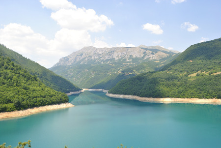 Beautiful Pivsko Lake near Pluzine town, Montenegro.の写真素材