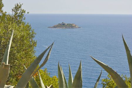 View of the Mamula fortress, the entrance to the Boka Kotorska bay, Montenegro.の写真素材