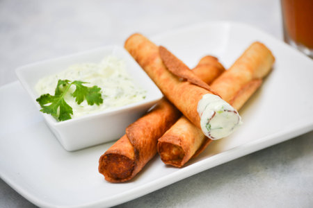 Chicken Sticks with mayonnaise sauceの写真素材
