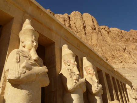 Pharaoh statues at Hatchepsut Temple, Valley of the Kings, West Bank, Luxor, Egypt