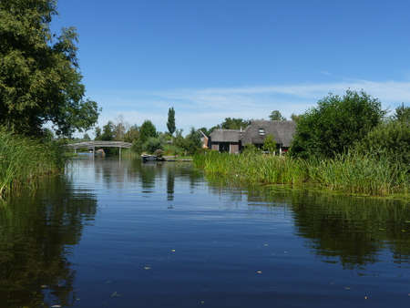 Beautiful nature reserve of the Weerribben-Wieden, near Giethoornのeditorial素材