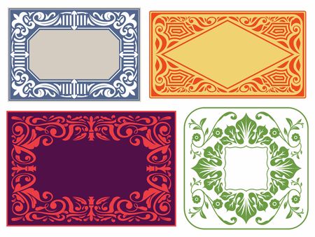 Set of vintage design cards, ornate with elegant elements.のイラスト素材