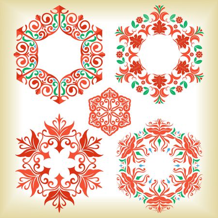 Ornate hexagons set.のイラスト素材