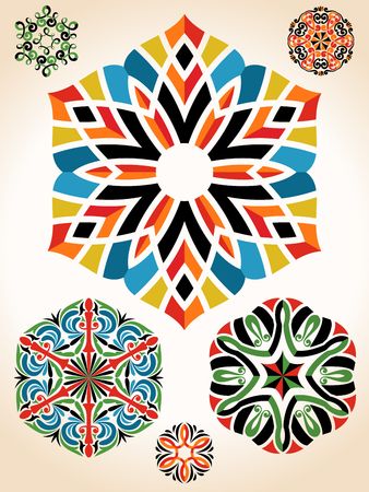 Set of colorful ornamental elementsのイラスト素材