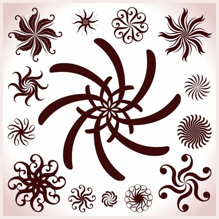 Set of ornate vortex. Movement icons illustration.のイラスト素材