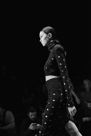 SYDNEY / AUSTRALIA - MAY 16: Model walks on runway during sexy lace female MISHA collection fashion show during Mercedes Benz Fashion Week Australia on 16 May 2016 in Carriageworks in Sydneyのeditorial素材