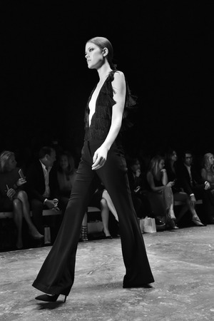SYDNEY / AUSTRALIA - MAY 16: Model walks on runway during sexy lace female MISHA collection fashion show during Mercedes Benz Fashion Week Australia on 16 May 2016 in Carriageworks in Sydneyのeditorial素材