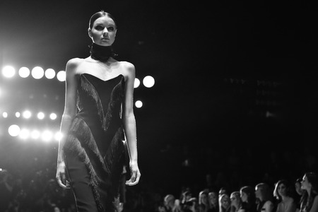 SYDNEY / AUSTRALIA - MAY 16: Model walks on runway during sexy lace female MISHA collection fashion show during Mercedes Benz Fashion Week Australia on 16 May 2016 in Carriageworks in Sydneyのeditorial素材