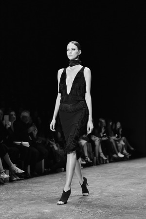 SYDNEY / AUSTRALIA - MAY 16: Model walks on runway during sexy lace female MISHA collection fashion show during Mercedes Benz Fashion Week Australia on 16 May 2016 in Carriageworks in Sydneyのeditorial素材