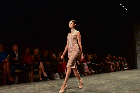 SYDNEY / AUSTRALIA - MAY 16: Model walks on runway during sexy lace female MISHA collection fashion show during Mercedes Benz Fashion Week Australia on 16 May 2016 in Carriageworks in Sydneyのeditorial素材