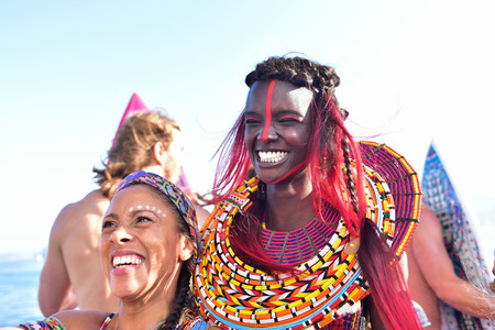 SYDNEY / AUSTRALIA - MAY 19: Model Duckie Thot poses after runway Camilla Franksâ collection fashion show on Seadeck boat  in Sydney Harbour during Mercedes Benz Fashion Week Australia on 19 May 2016のeditorial素材
