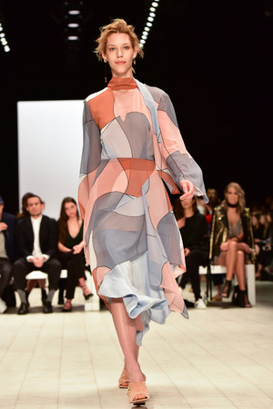 SYDNEY / AUSTRALIA - 18 May: Model walks on runway during C/Meo Collective female fashion collection during Mercedes Benz Fashion Week Australia on 18 May 2016 in Carriageworks Sydneyのeditorial素材