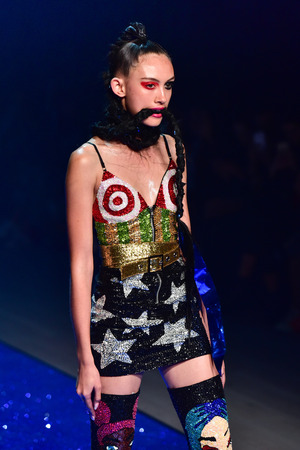 SYDNEY / AUSTRALIA - MAY 18: Model walks runway during Sin Is In collection by Discount Universe fashion show Mercedes Benz Fashion Week Australia on 18 May 2016 in Carriageworks in Sydneyのeditorial素材