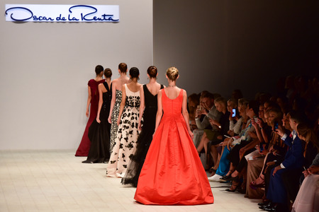 SYDNEY / AUSTRALIA - 20 May: Models walk finale on runway during Oscar de la Renta collection fashion show at Mercedes Benz Fashion Week Australia on 20 May 2016 in Carriageworks Sydneyのeditorial素材