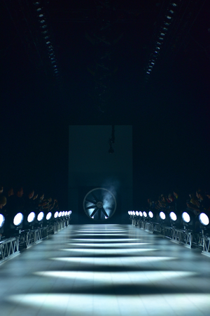 SYDNEY AUSTRALIA - MAY 19: Empty runway stage behind the scene before start of We are Handsome backstage fashion show at Mercedes Benz Fashion Week in Carriageworks Sydney Australia on 19 May 2016のeditorial素材