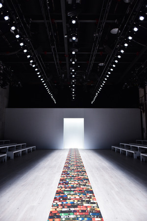 SYDNEY / AUSTRALIA - 20 May: Empty runway stage behind the scene before start of Bianca Spender backstage fashion show at Mercedes Benz Fashion Week  Australia on 20 May 2016 in Carriageworks Sydneyのeditorial素材