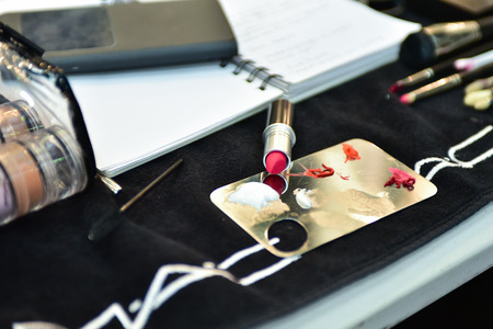 SYDNEY / AUSTRALIA - 20 May: Makeup palette on a table before House of Cannon fashiob show at Mercedes Benz Fashion Week Australia on 20 May 2016 in Carriageworks Sydneyのeditorial素材