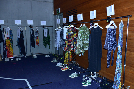 SYDNEY / AUSTRALIA - 20 May: Clothes are ready for models at backstage of House of Cannon fashiob show at Mercedes Benz Fashion Week Australia on 20 May 2016 in Carriageworks Sydneyのeditorial素材