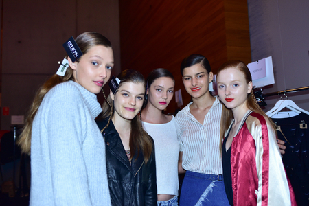SYDNEY / AUSTRALIA - 20 May: Models get ready at backstage of House of Cannon fashiob show at Mercedes Benz Fashion Week Australia on 20 May 2016 in Carriageworks Sydneyのeditorial素材
