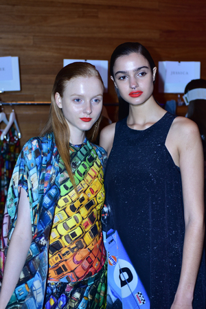 SYDNEY / AUSTRALIA - 20 May: A couple of models get ready at backstage of House of Cannon fashiob show at Mercedes Benz Fashion Week Australia on 20 May 2016 in Carriageworks Sydneyのeditorial素材