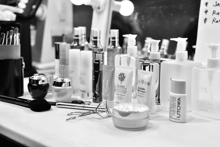 SYDNEY / AUSTRALIA - 20 May: Models stylists and makeup artists get prepared for show before Raffles International Showcase at Mercedes Benz Fashion Week Australia on 20 May 2016 in Carriageworks Sydneyのeditorial素材