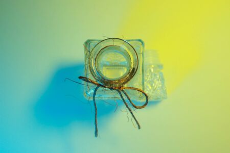 Glass bottle reflections background.の写真素材