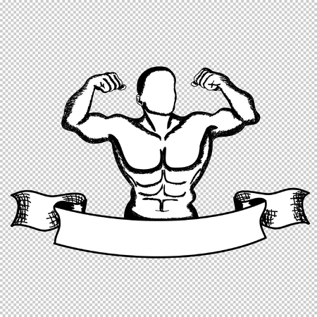 Vector sketch of a man. Body-building.のイラスト素材