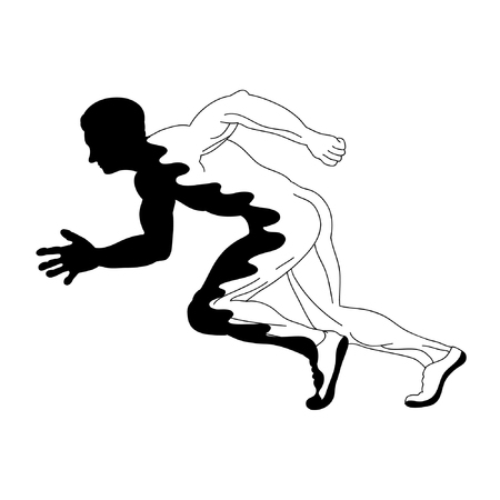 Vector silhouette of man. Sport.のイラスト素材