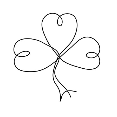 Clover from one line. Drawing one line.のイラスト素材