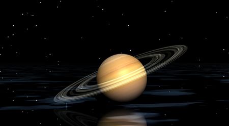 planet saturn and waterの写真素材