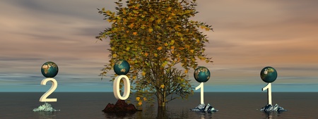 happy new year 2011 and planetsの写真素材