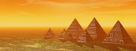 pyramids and landscape yellowの写真素材