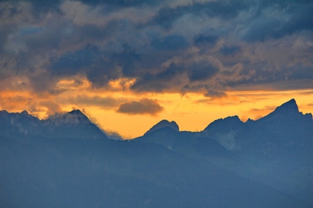 mountain and sky orangeの写真素材