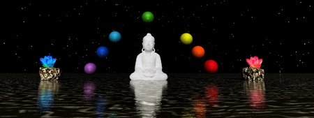 buddha and water lilyの写真素材