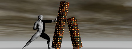 man and bildingsの写真素材