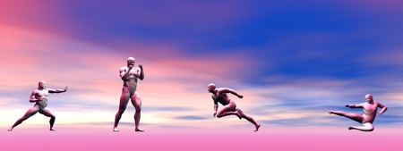 men self defence and landscapeの写真素材