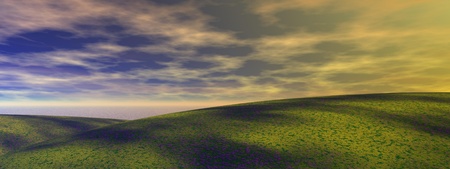 landscape and hillsの写真素材