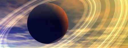 saturn planet and cloudの写真素材